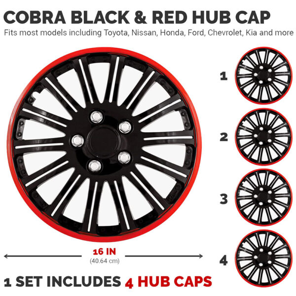 Pilot Automotive Universal Fit Black with Red Trim - obrazek 2