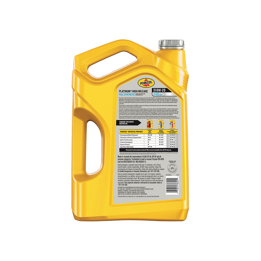 Pennzoil Platinum High Mileage Synthetic Motor Oil - obrazek 2