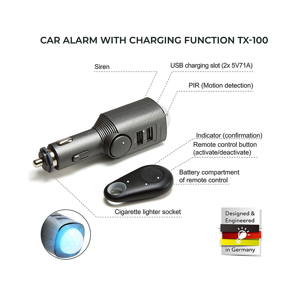 Technaxx Car Alarm With Charging Function TX-100 - obrazek 2