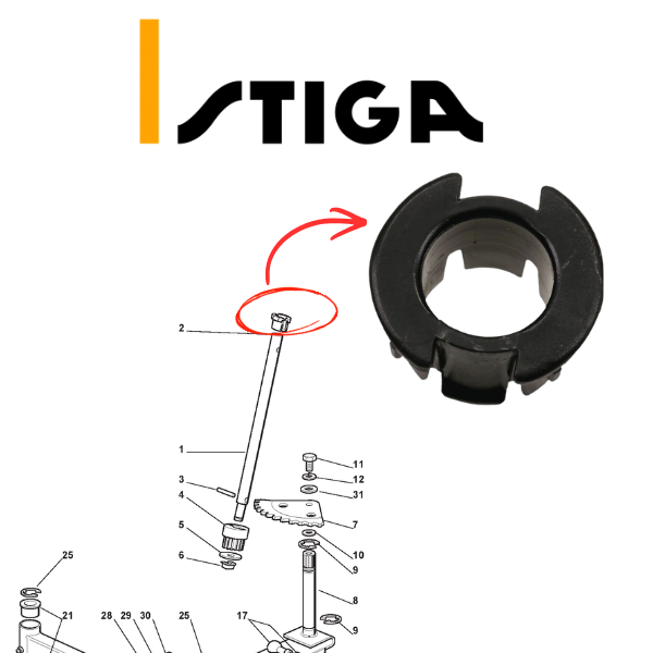 Tuleja, tulejka drążka kierowniczego Stiga, GGP, Castelgarden